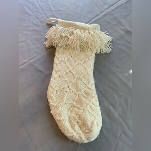 Rachel Zoe Ivory chenille Knit Stocking with Fringe